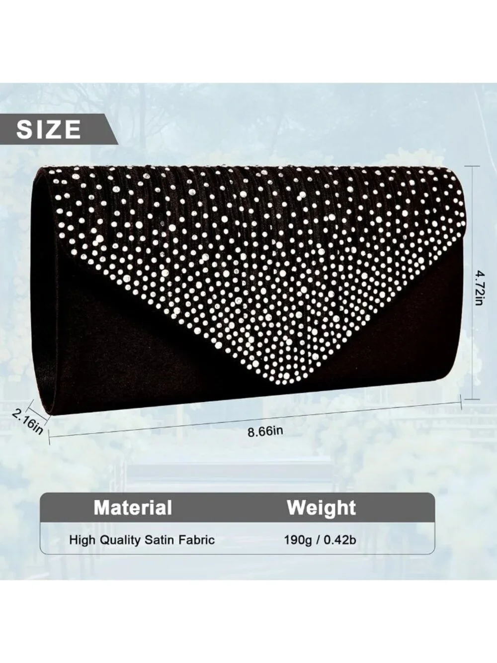 Women's Black White Rhinestone Clutch Purse For Evening Bag Wedding Handbags